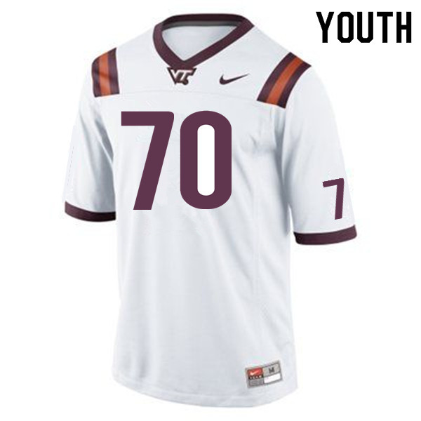 Youth #70 Jesse Hanson Virginia Tech Hokies College Football Jerseys Sale-White